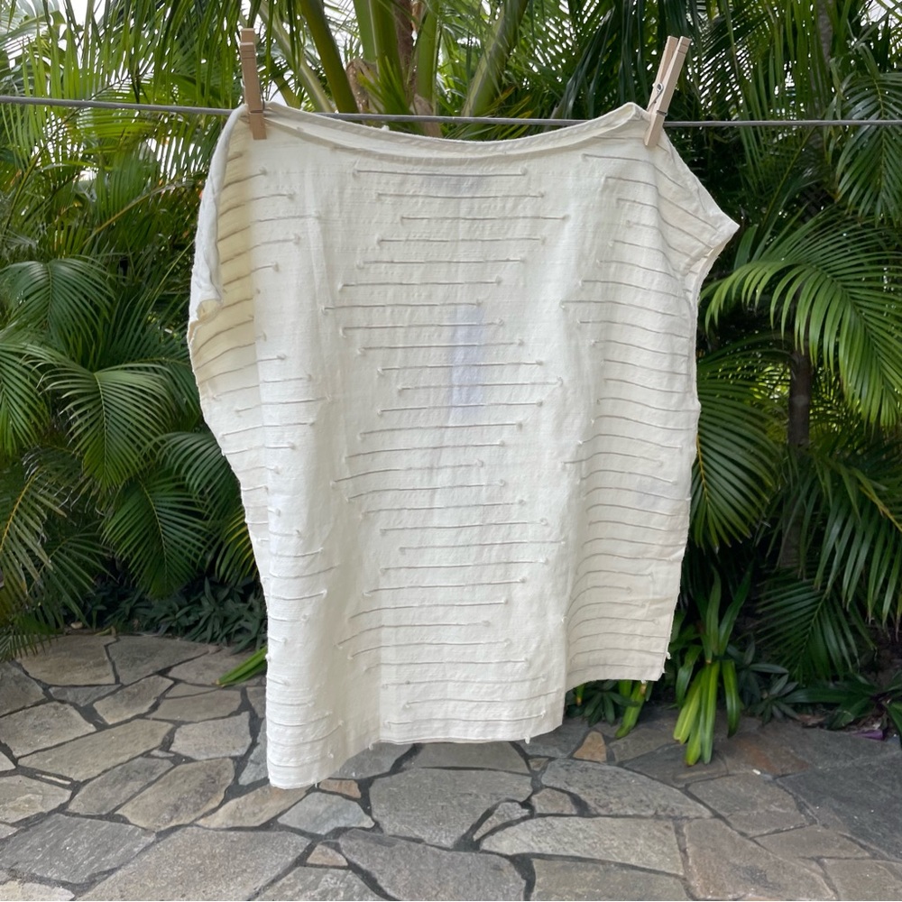 Outerknown Off-White Textured Short Sleeve Tunic Top